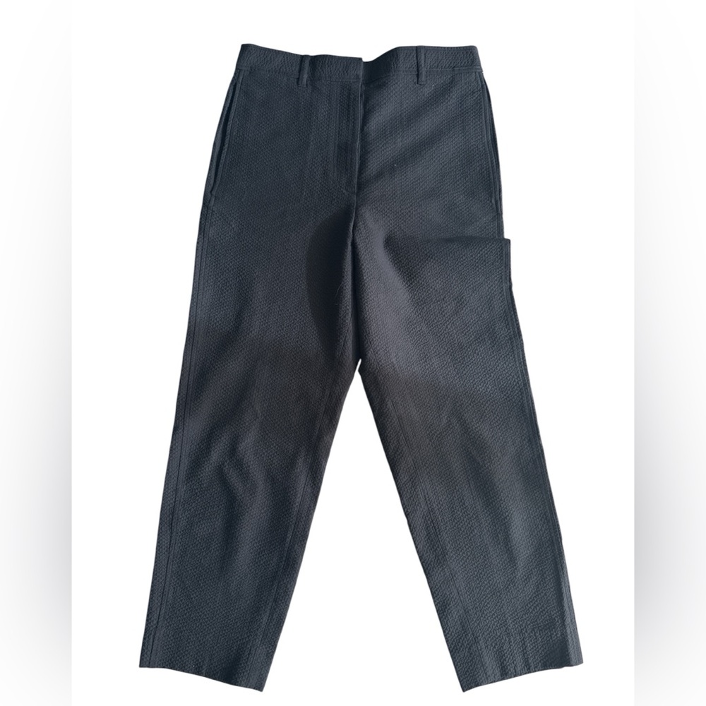 COS Women 's Black Cotton Cropped Pants with Textured Finish Stretchy Size US4